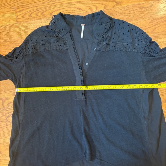 Free People Black Eyelet Blouse - Picture 5 of 9